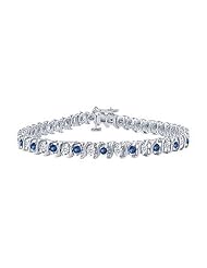 Sapphire and Diamond Tennis Bracelet Platinum - 5.00 CT TGW