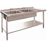 Vogue Stainless Steel Sink - 1800 x 600 Double bowl & Right hand drainer