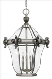 San Clemente Brass Outdoor Lantern Fixture - Olde Iron - Clear Bent Glass Panels