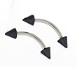 316L S. Steel Eyebrow with Black Miracle Coat Cone Ends, 16G - 5/16" Wire - 3x3mm (Sold As Pair)