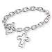 Sterling Silver Pierced Cross 7.5-inch Toggle Bracelet