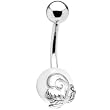 Sterling Silver Leaf Faux Pearl Belly Ring