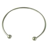 Stone River Jewellery Sterling Silver Plated Cuff Torque Bangle (suitable for adding Pandora, Chamilia, Biagi & Troll beads) - Suitable for smaller wrists