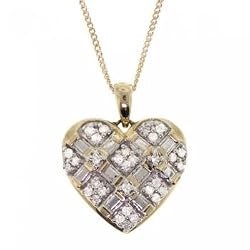 1/4 Diamond Heart Pendant & Box Chain Necklace 18 Inches