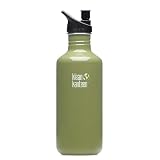 Klean Kanteen Stainless Steel 40 Ounce Water Bottle with 2.0 Sports Cap, Green Moss