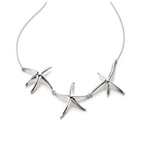 Bling Jewelry Starfish Trio Sterling Silver Charm Necklace