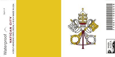 Package of 2 Vatican City flag decals for auto, truck or boat