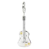 SilberDream Charm guitar, 925 Sterling Silver Charms Pendant with Lobster Clasp for Charms Bracelet, Necklace or Charms Carrier FC3001