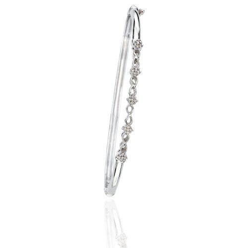 10K White Gold 0.15 ct. Diamond Bangle Bracelet