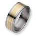 Titanium 14k Gold and Sterling Silver Inlay 8mm Satin Band TB96-9.5