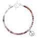 Pink and Purple Spinel Gemstone Beaded Toggle Bracelet with Peace Sign Dangle Charm in Sterling Silver, 7" long, #8082