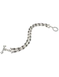 Twisted Blade Silver Studded Link 8.5 Inch Bracelet