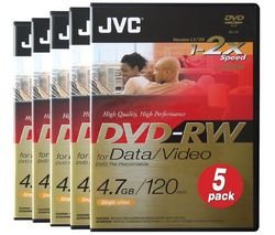 Web market place, le comparateur de prix du web: Jvc Pack 5 DVD-RW 4,7 Go re-inscriptib ...