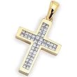 14Kt Yellow Gold Solemn Diamond Cross Pendant