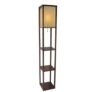 Shelf Floor Lamp with Paper Shade - Walnut by