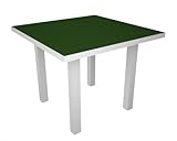 Polywood Euro All-Weather Dining Table, White with Green Slats Polywood Euro All-Weather Dining Table, White with Green Slats