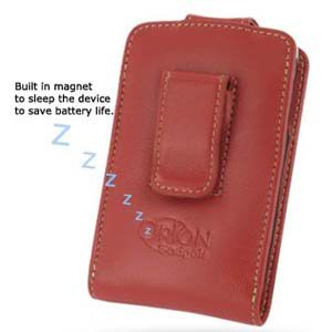 Blackberry 8800 Leather Vertical Pouch Case (Red)