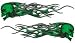 Evil Skull Retro Old School Style Flames in Inferno Green