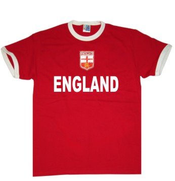 England T-Shirt im Trikot Look + Wappen S-XXL rot/weiss S