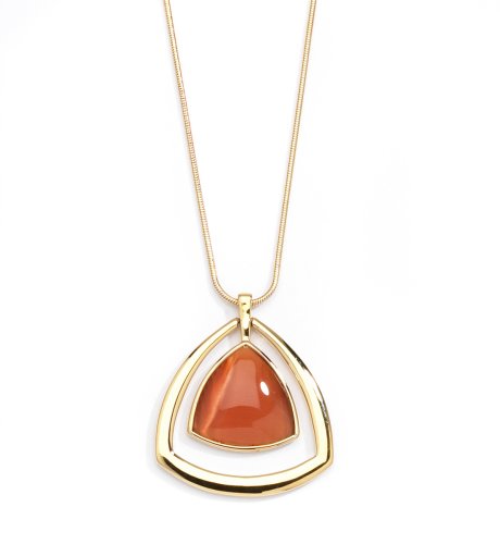 Cat's Eye Design Caged Triangle Effect Pendant Necklace