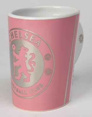 Chelsea F.C. Official Latte Mug Pink & Silver