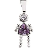 Genuine IceCarats Designer Jewelry Gift 14K White Gold Girl Pendant W/Cz & Trillion Imitation Birthstone. June Girl Pendant W/Cz & Trillion Imitation Birthstone In 14K White Gold