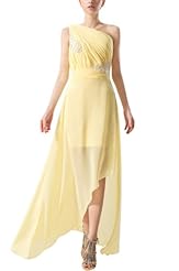One Shoulder Chiffon High-Low-Hem Short Evening Dress/Bridesmaid Dress 