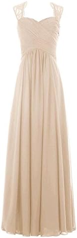 MingHao Long Pleated Chiffon Prom Evening Party Gowns Formal Bridesmaid Dress 10 Champagne