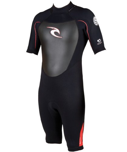Rip Curl Dawn Patrol Short Sleeve Spring Wetsuit (Black/Red, Large Tall)
