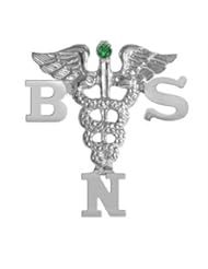 NursingPin - BSN Bachelor of Science in Nursing Graduation with Emerald in Silver