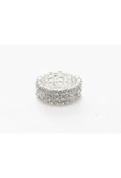 New Sparkling 3 Row Silver Crystal Rhinestone Stretch Ring #R1223