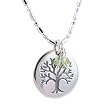 Round Tree of Life Pendant with Peridot Gemstone Beads on 16" Rhodium and Sterling Silver Bead Chain, #7737
