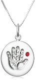 Sterling Silver January Birthstone Handprint Pendant, 18