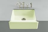 Kohler K-6573-5U-NG Alcott Apron-Front, Undercounter Kitchen Sink with Five-Hole Oversized Faucet Drilling, Tea Green