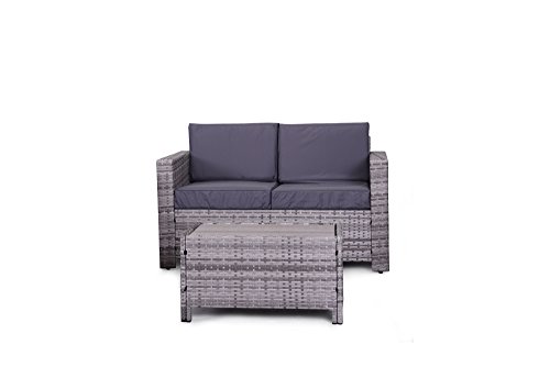 The Eden Rock Collection 2 Pc Outdoor Rattan Wicker Sofa Sectional Patio Furniture Set Choice Of Set Cushion Color Mixed Grey Grey Cushions