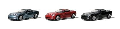 Set of 3 Cars: GreenLight 2010 Chevy Corvette Z06 1:64 Scale (Black/Blue/Red)