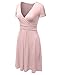 NINEXIS Women's V-Neck Surplice Midi Short Sleeve Dress