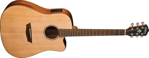 Washburn Solid Wood Series WD150SWCE Dreadnought Acoustic Electric Guitar, Natural On Sale