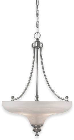 Royce Lighting RP700/3-12 Prescott Pendant Brushed Steel with White Alabaster Globe