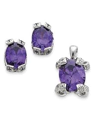 Sterling Silver Purple CZ Pendant & Earring Set