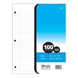 BAZIC C/R Filler Paper, White, 100 Count