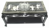 Asian Furniture & Décor - 39" Chinese Black Lacquer Coffee Table w/ Shelf & Mother of Pearl Asian Furniture & Décor - 39" Chinese Black Lacquer Coffee Table w/ Shelf & Mother of Pearl