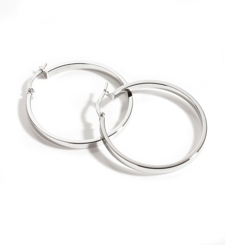 9ct White Gold 30mm Creole Earrings