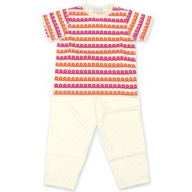 夏向け天竺 クルクルボーダー半袖パジャマ （ピンク系/リトルサイズ/サイズ110/シンクビー）