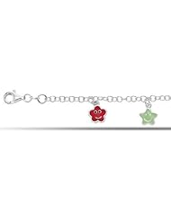 Baby Bracelet Colorful Dangling Stars In Sterling Silver (6 Inches)