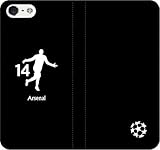 iPhone用選択可:サッカー手帳ケース(ブラック/アーセナル14番_A)レザー/手帳型 iPhone5/5s用