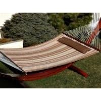 Bliss Hammocks Classic Poly Quilted Hammock With Pillow - Brown Stripe by Bliss