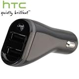 HTC Dual USB Car Charger Plug. Simultaneously charges two USB-powered devic ....