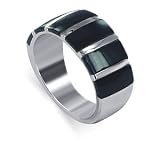 Black Onyx Band Polished .925 Sterling Silver Ring
