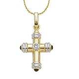 14K Two-Tone Sapphire & Diamond Cross Pendant